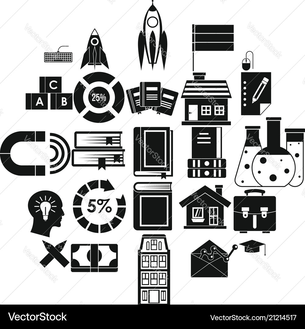 Discoverer icons set simple style Discoverer icons set simple style vector image