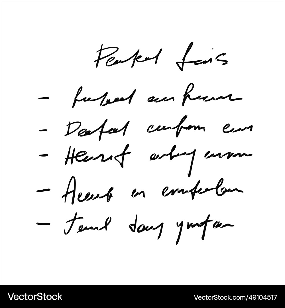 Handwritten to do list unreadable text Handwritten to do list unreadable text vector image
