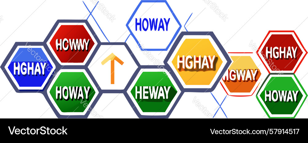 Hexagonal wayfinding signs multiple directions Vector Image