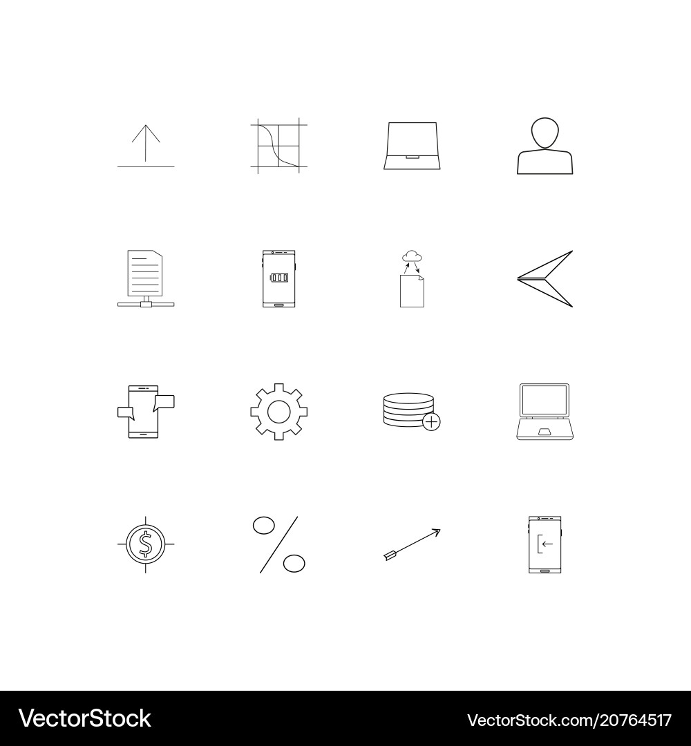 Internet technologies linear thin icons set vector image