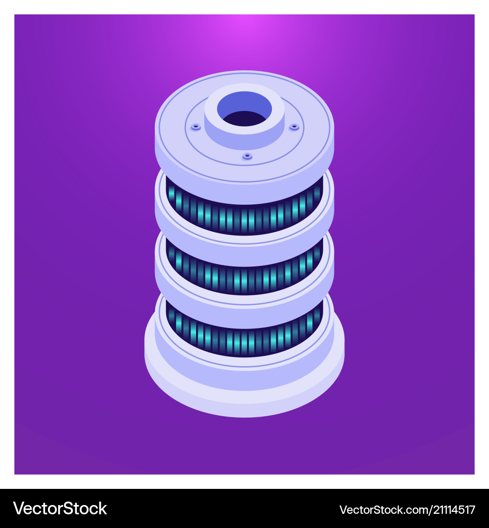 Isometric database server on purple Isometric database server on purple vector image