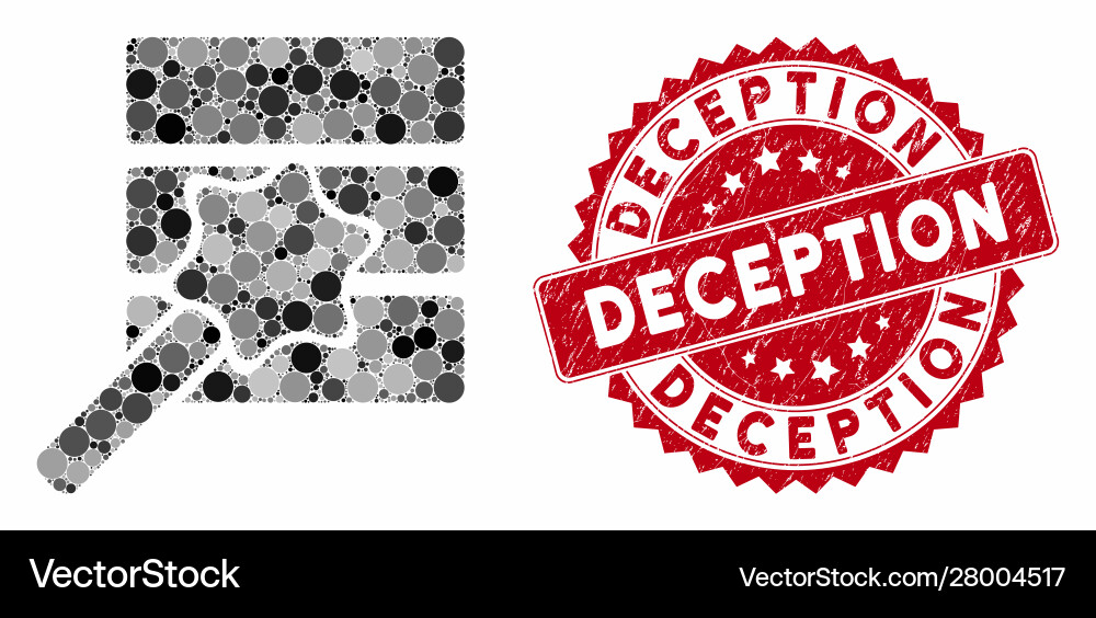 Mosaic database wizard with grunge deception seal Mosaic database wizard with grunge deception seal vector image