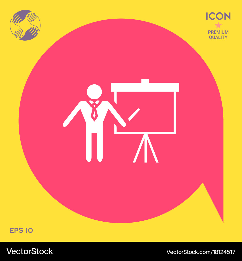 Presentation sign icon man standing with pointer vector image