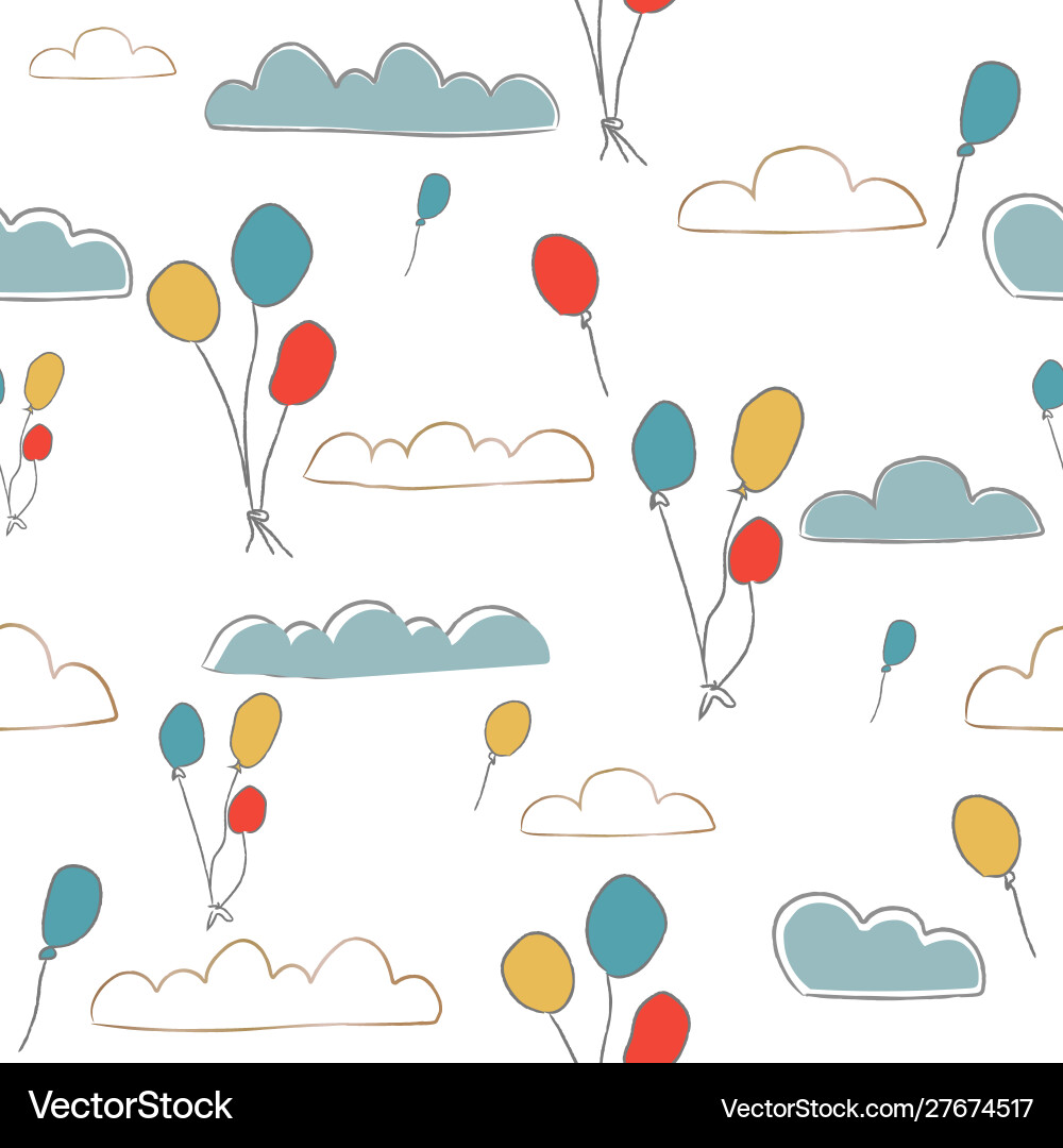 Seamless pattern with clouds and colorful Vector Image