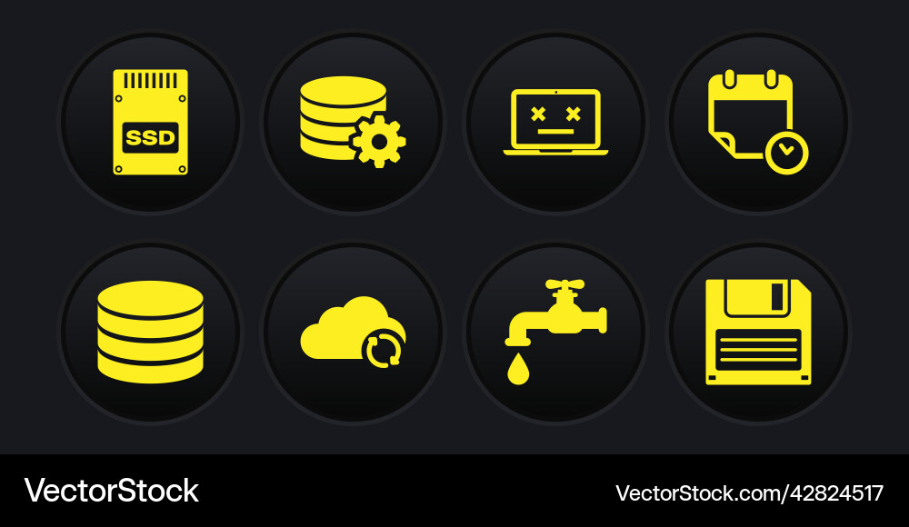 Set database calendar and clock cloud sync Set database calendar and clock cloud sync vector image