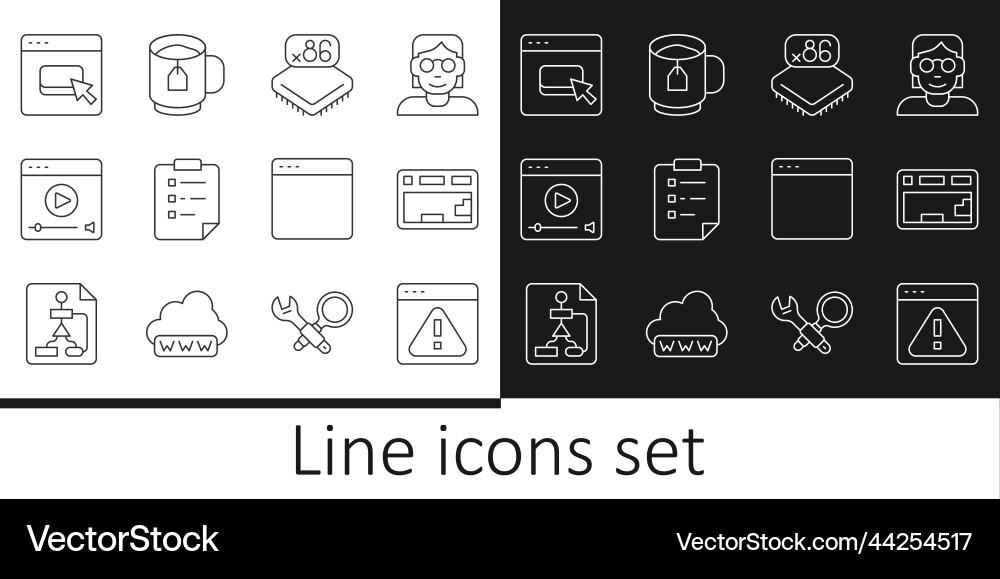 Set line browser with exclamation mark keyboard Set line browser with exclamation mark keyboard vector image