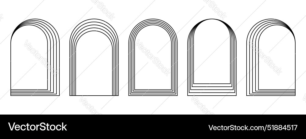 Set of concentric arch frames isolated on white Set of concentric arch frames isolated on white vector image