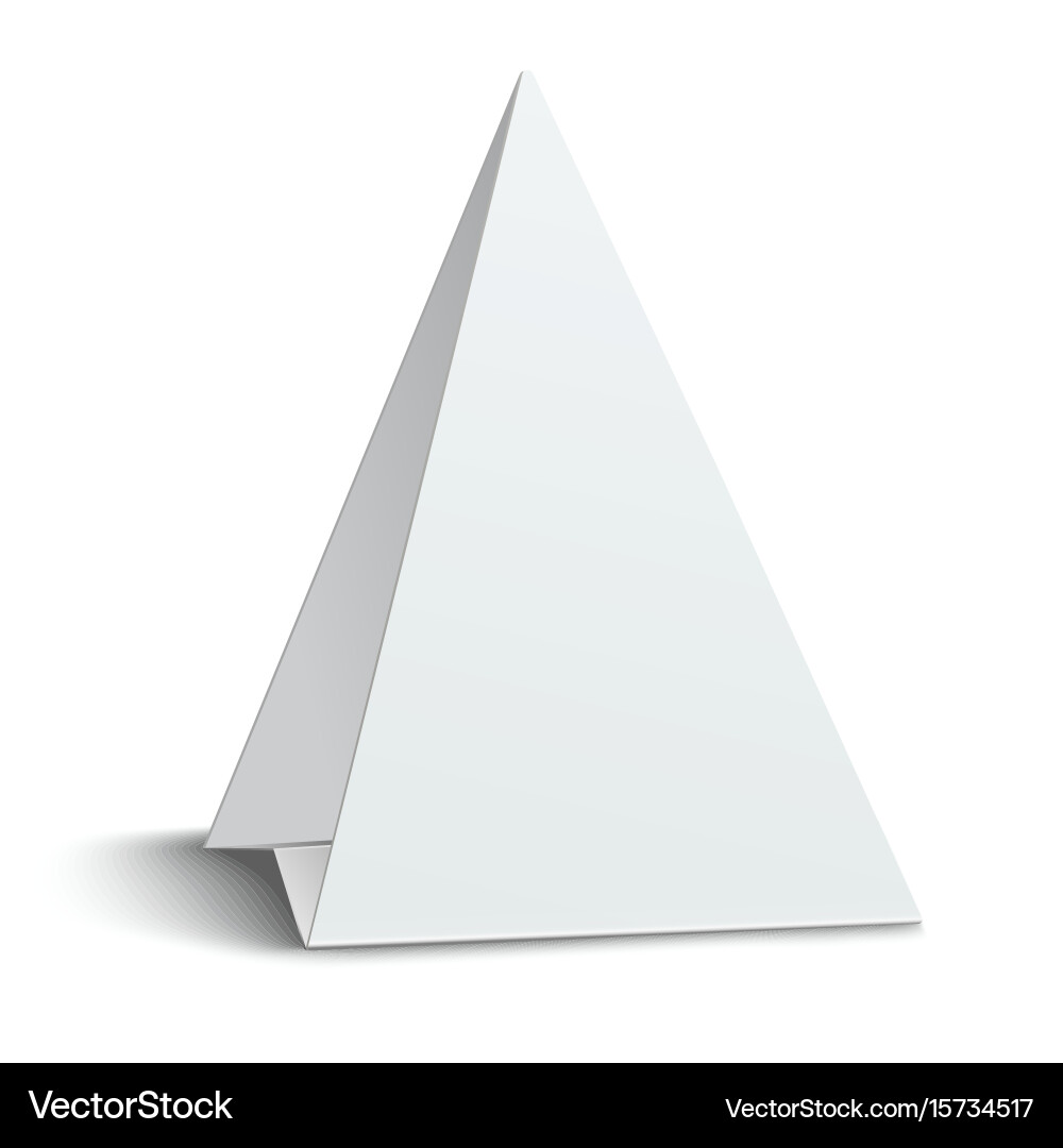Three-cornered triangular blank paper table card vector image