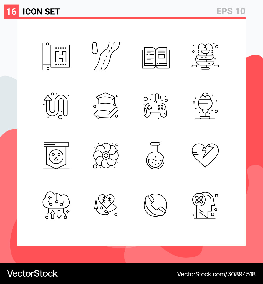 16 universal outlines set for web and mobile Vector Image
