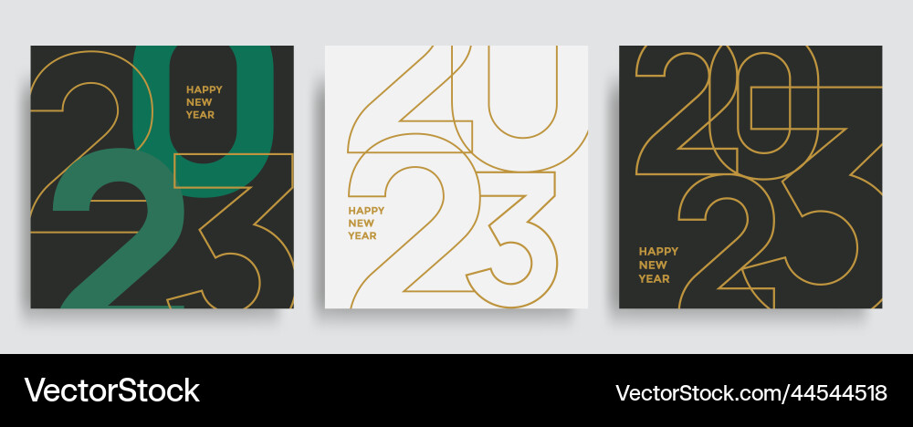 2023 happy new year posters set christmas card 2023 happy new year posters set christmas card vector image