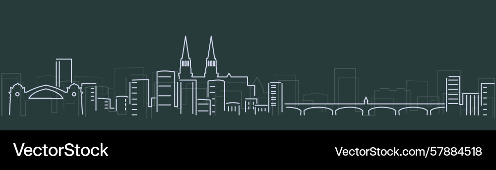 Basel simple lines skyline on dark background Vector Image