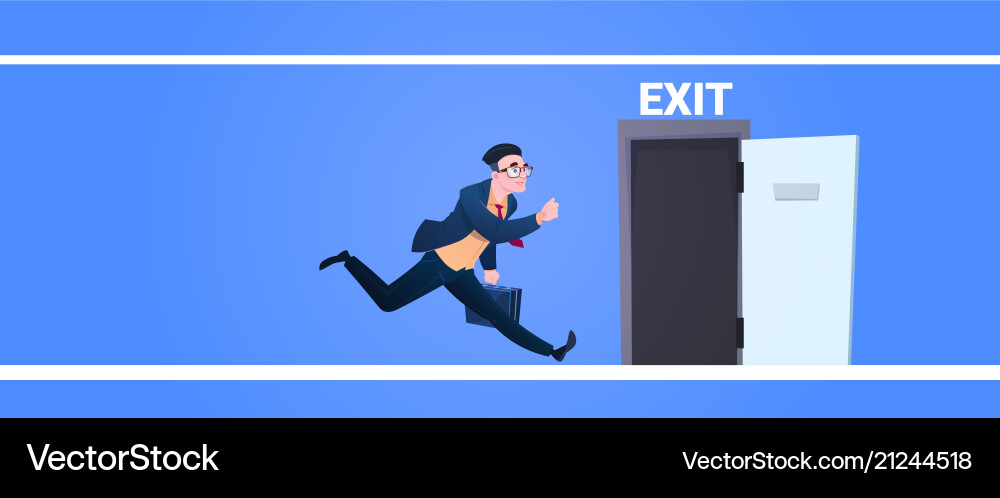Businessman Running From Exit vector image