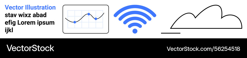 Data chart wireless signal and simple cloud Data chart wireless signal and simple cloud vector image