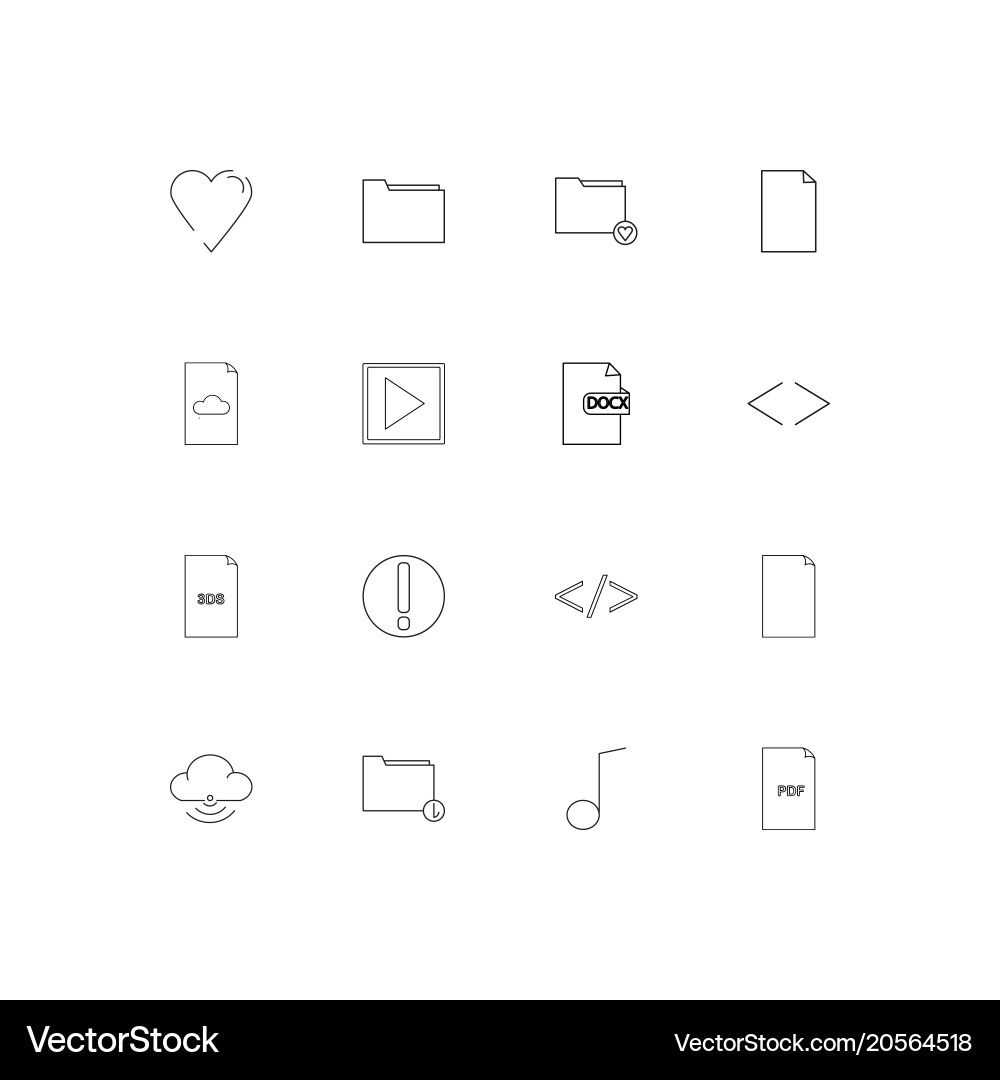 Dateien und Ordner unterschreiben einfache lineare Symbole Set vektorbild
