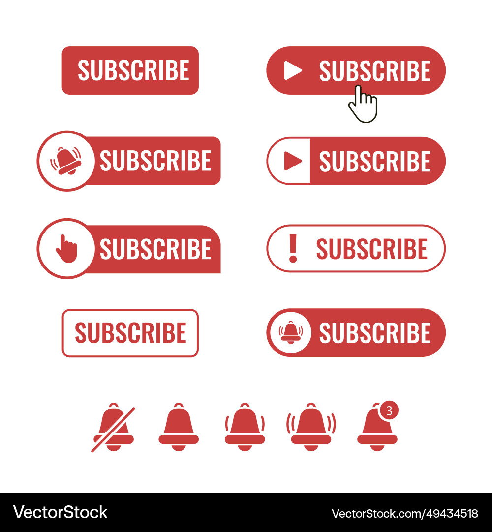 Design subscribe button set isolated on white Design subscribe button set isolated on white Vector Image
