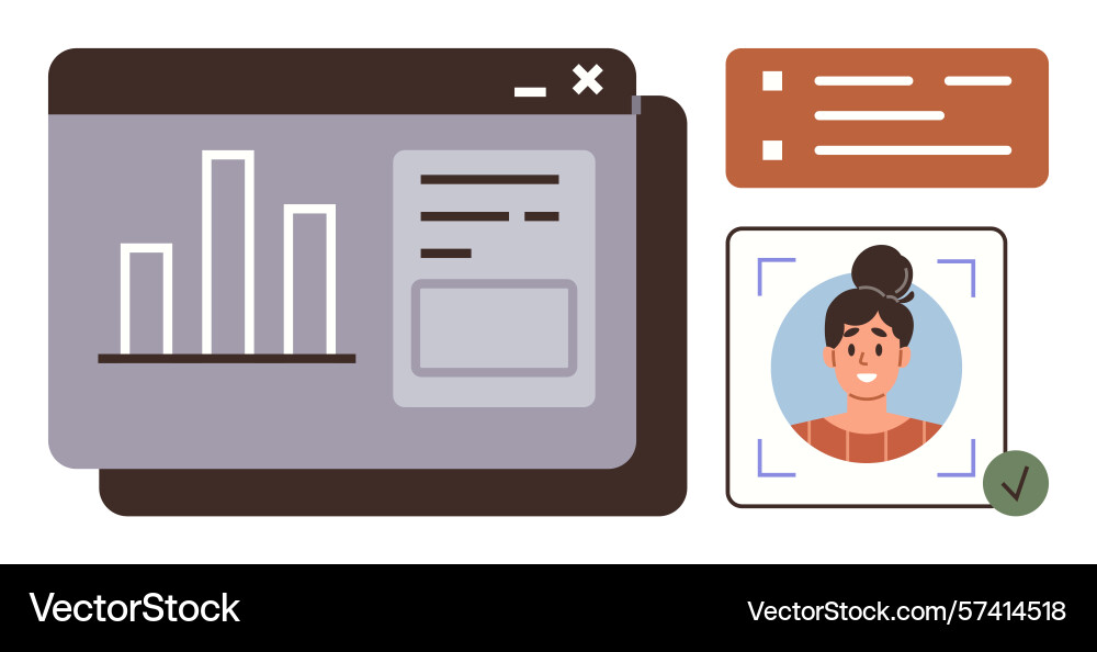 Digital interface with data analysis profile vector image