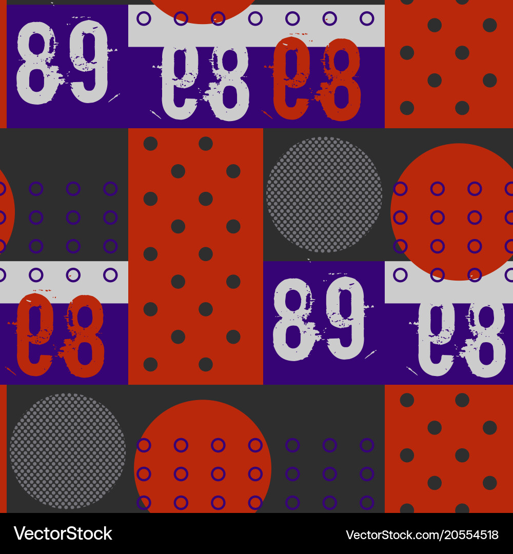 Dots and digits seamless pattern vector image