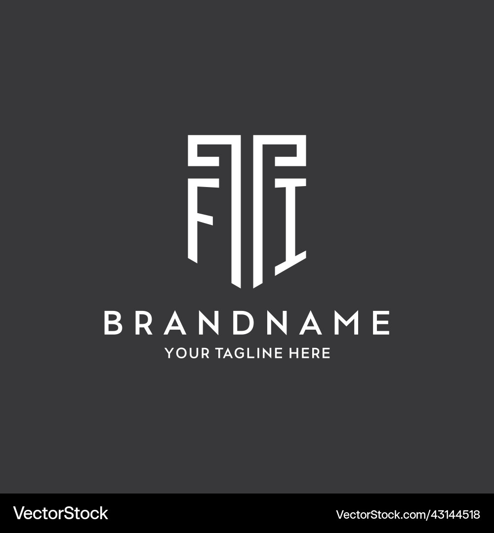 Fi monogram initial name with shield shape icon Vector Image