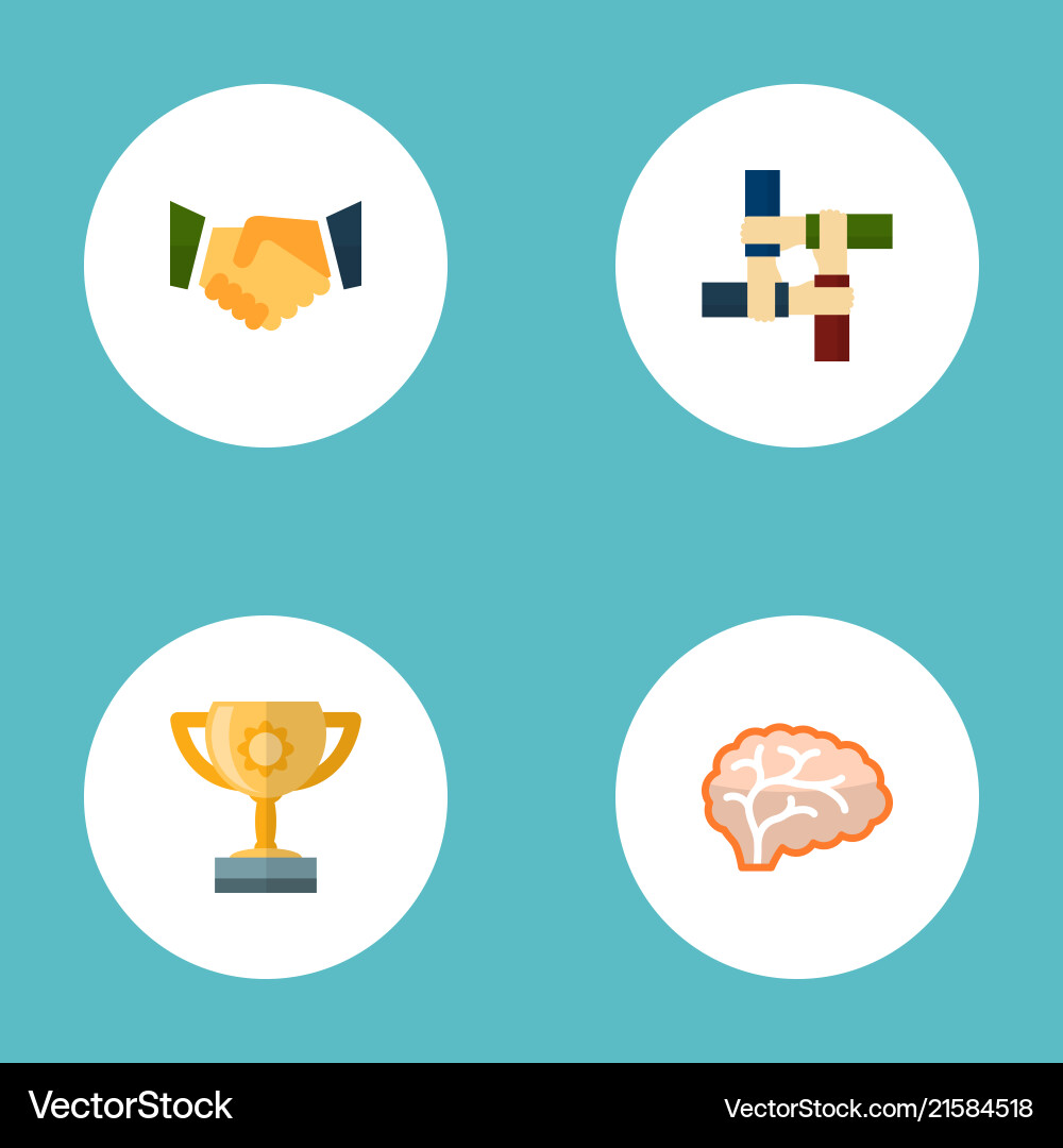 Flat Project Icons - Teamwork & Brain Vector Image