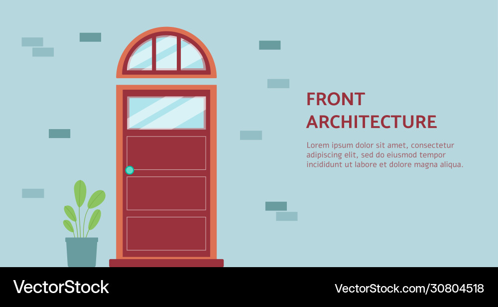 Front architecture banner template with red panel Vector Image