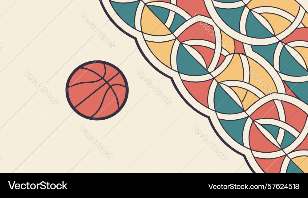 Geometric basketball motif with abstract pattern vector image