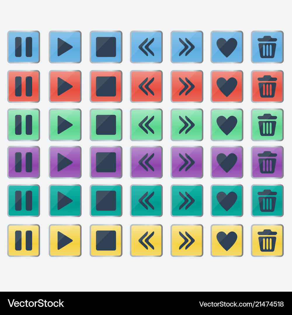Glossy Colored Button Icons Vector Image