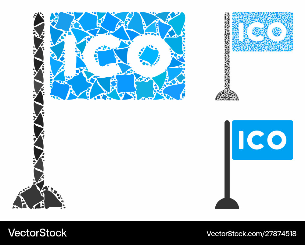Ico rectangle flag mosaic icon bumpy parts Ico rectangle flag mosaic icon bumpy parts Vector Image