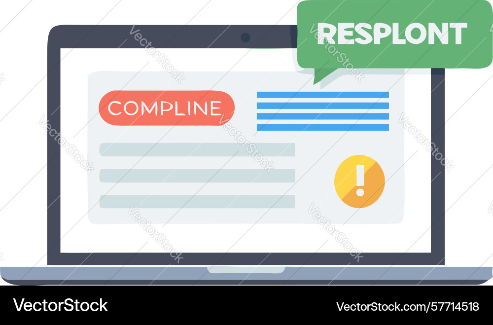 Laptop displaying warning issue alert icon design vector image