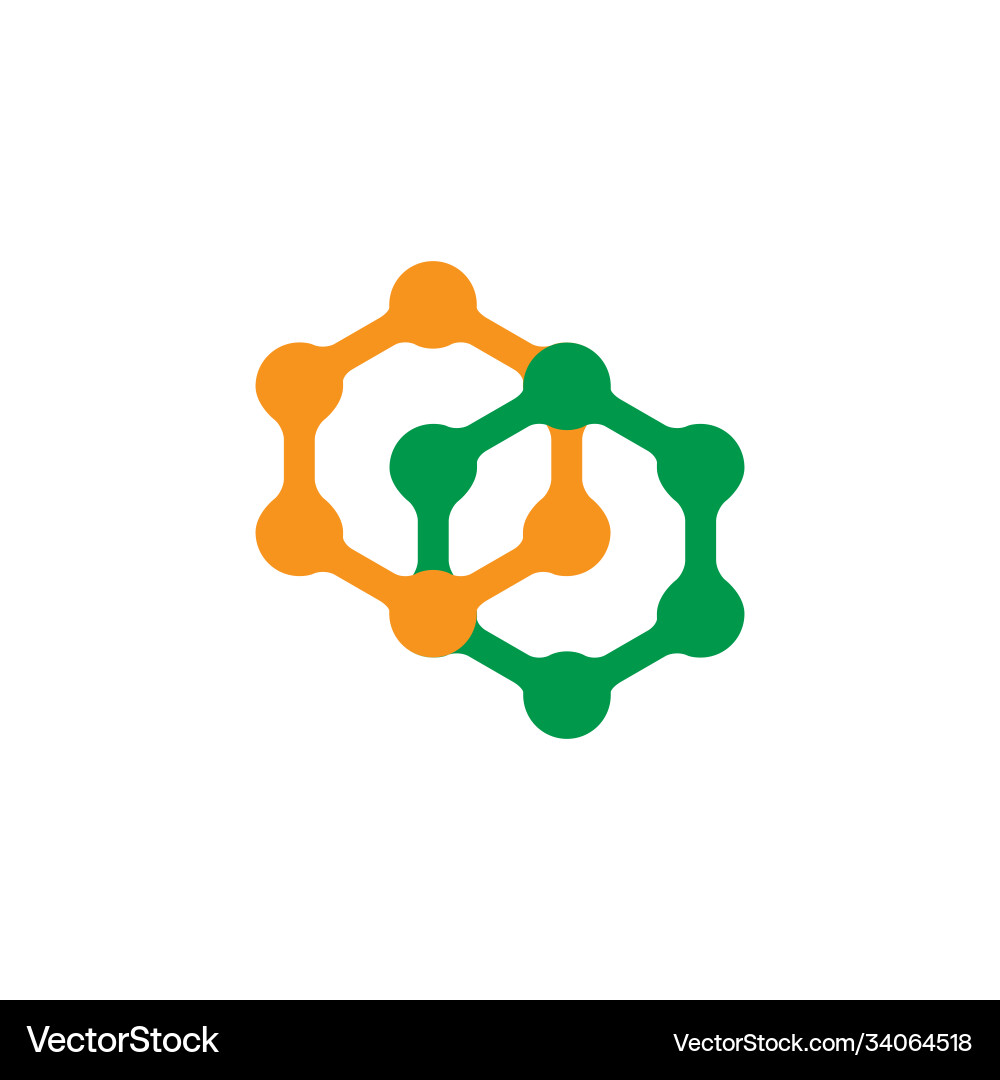 Linked hexagonal dots simple logo Linked hexagonal dots simple logo Vector Image