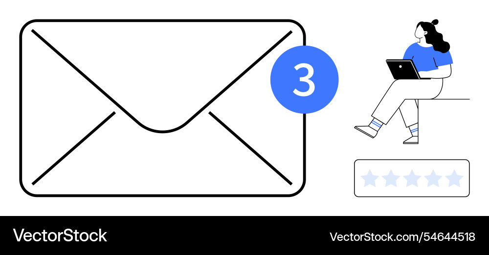 Notification email envelope with unread count Notification email envelope with unread count vector image