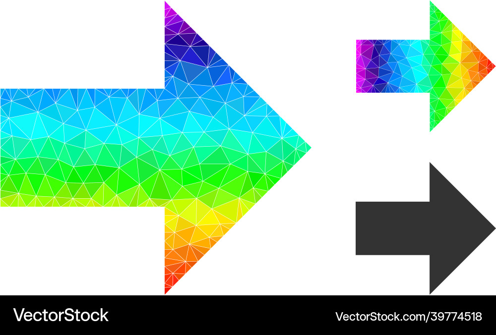 Polygonal arrow right icon with spectrum Polygonal arrow right icon with spectrum vector image