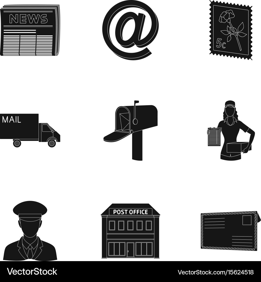Postman envelope mail box and other attributes vector image
