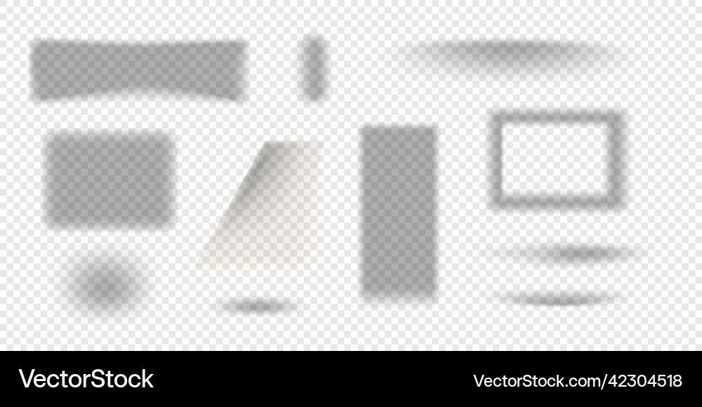 Realistic shadows collection on transparent Vector Image
