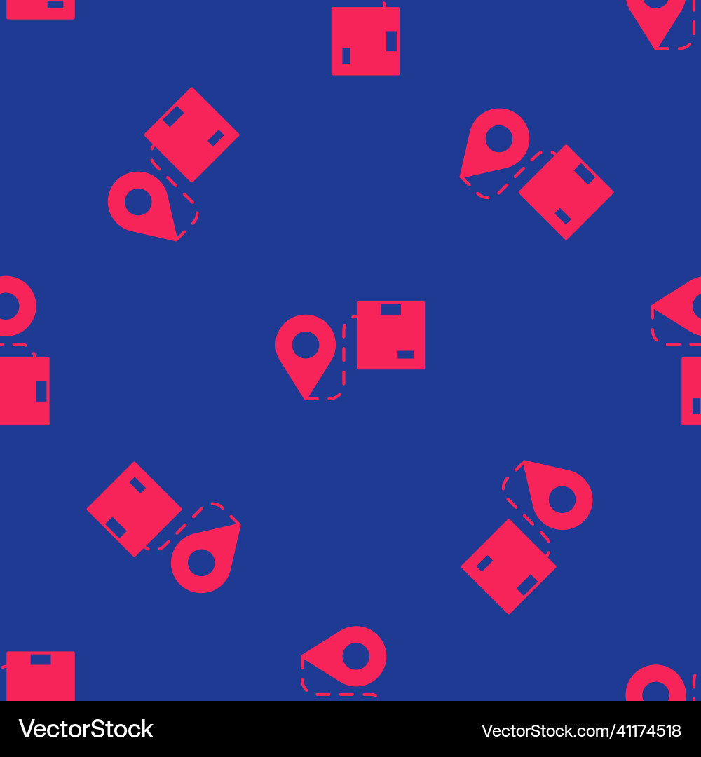 Red location with cardboard box icon isolated Red location with cardboard box icon isolated vector image