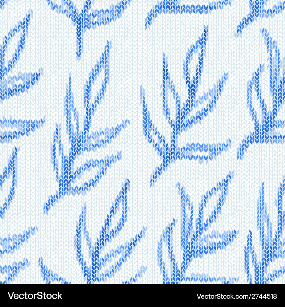 Seamless pattern with textile branches knitted vector image