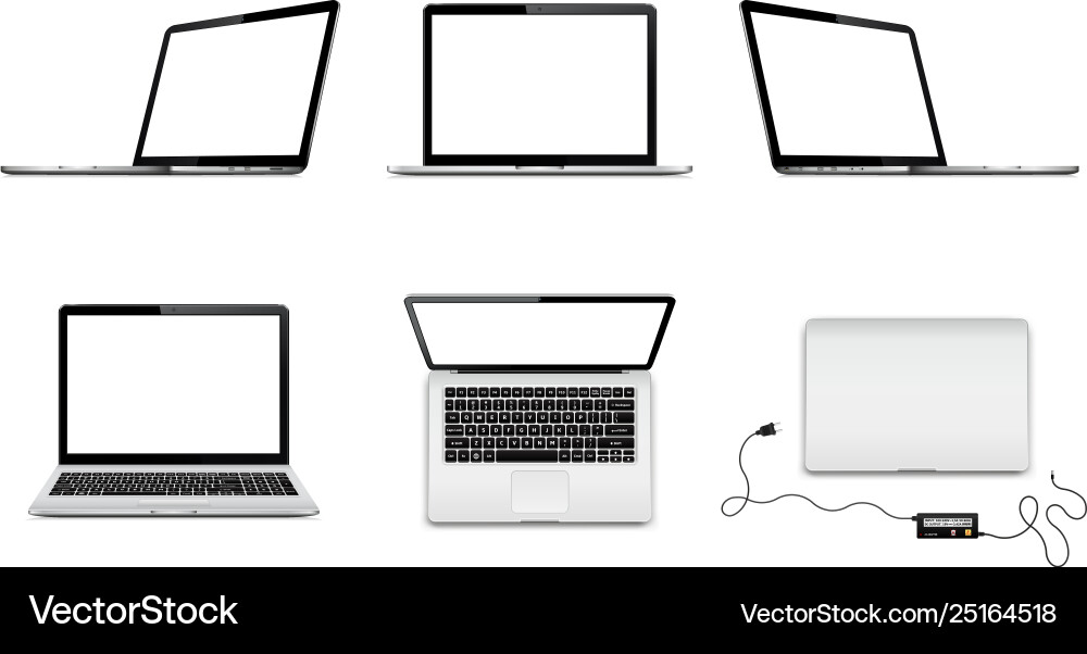 Set laptops with blank screen Set laptops with blank screen vector image