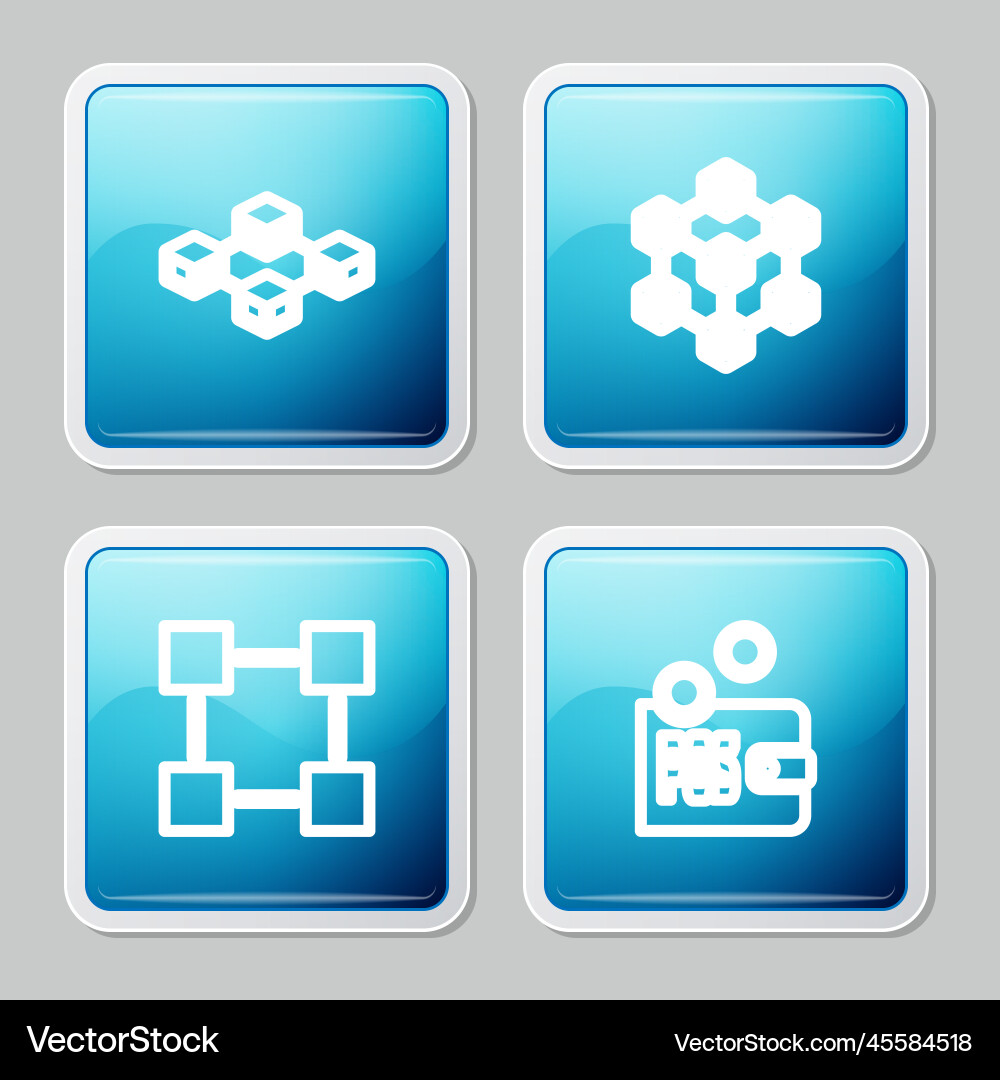 Set line blockchain technology and proof Set line blockchain technology and proof Vector Image