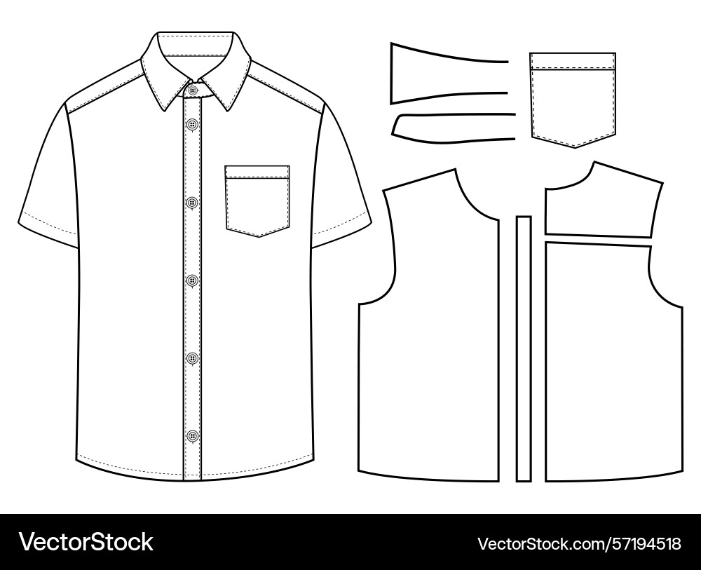 Short sleeved men sleeves formal shirt – Royalty-Free Vector | VectorStock, image size:1000x813