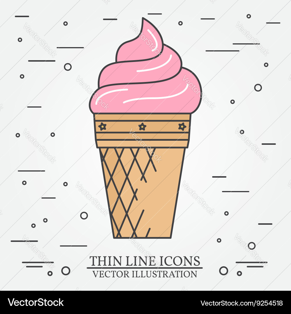 Thin line icon ice-cream for web design vector image