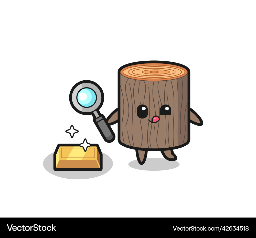 Tree stump character is checking the authenticity Vector Image