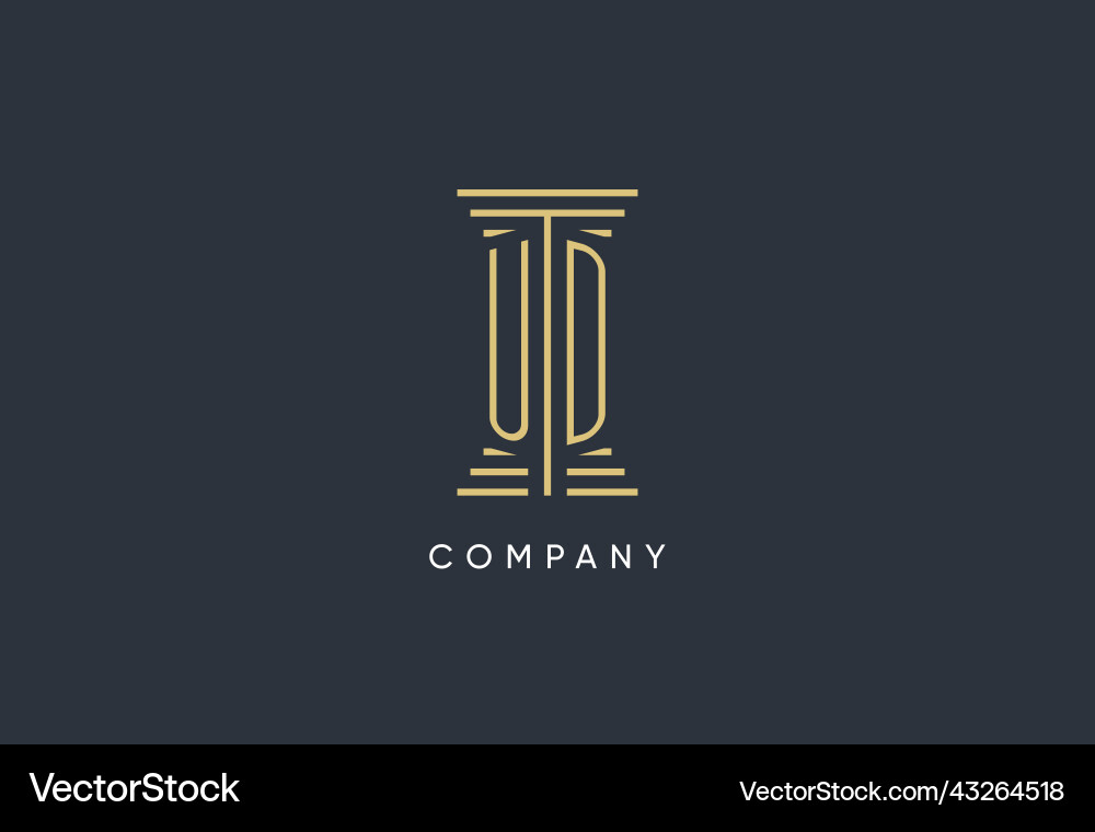 Ud initial monogram with pillar shape logo design Vector Image