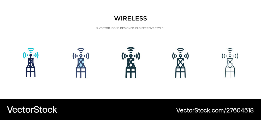 Wireless icon in different style two colored Wireless icon in different style two colored Vector Image