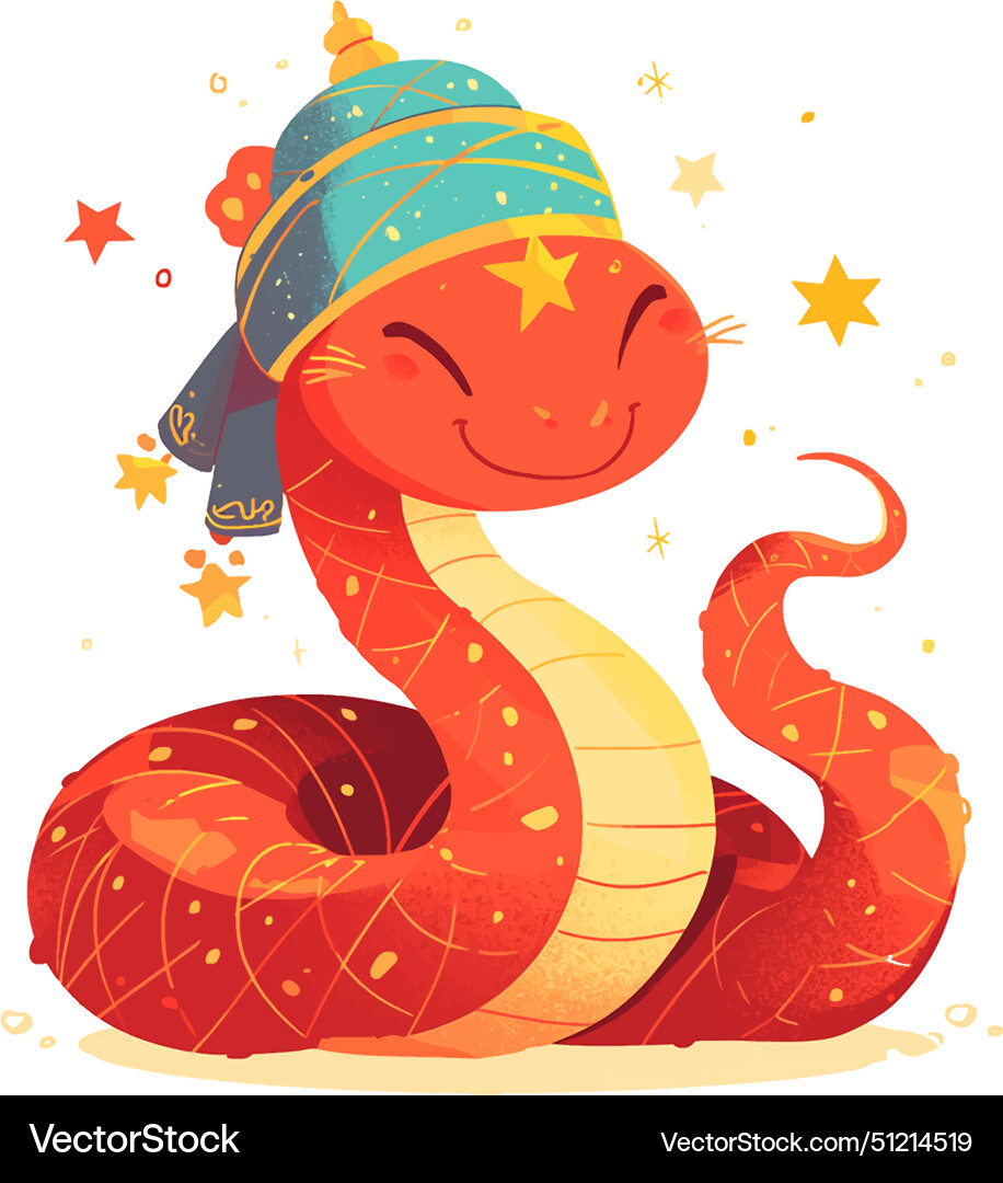 2025 red snake in an oriental turban 2025 red snake in an oriental turban vector image