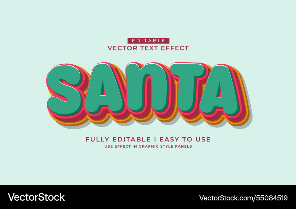 3d editable text effect typography style template Vector Image