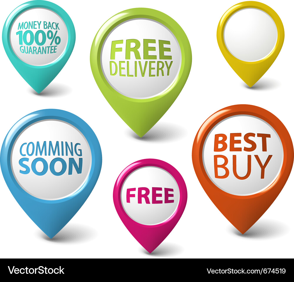 3D Pointer Icons - Round & Modern Vector Image