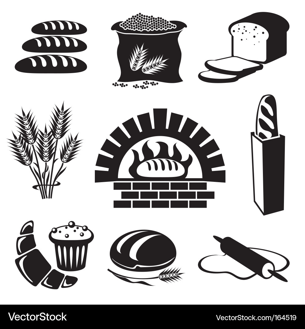 Bread and Pastry Icons Vector Image