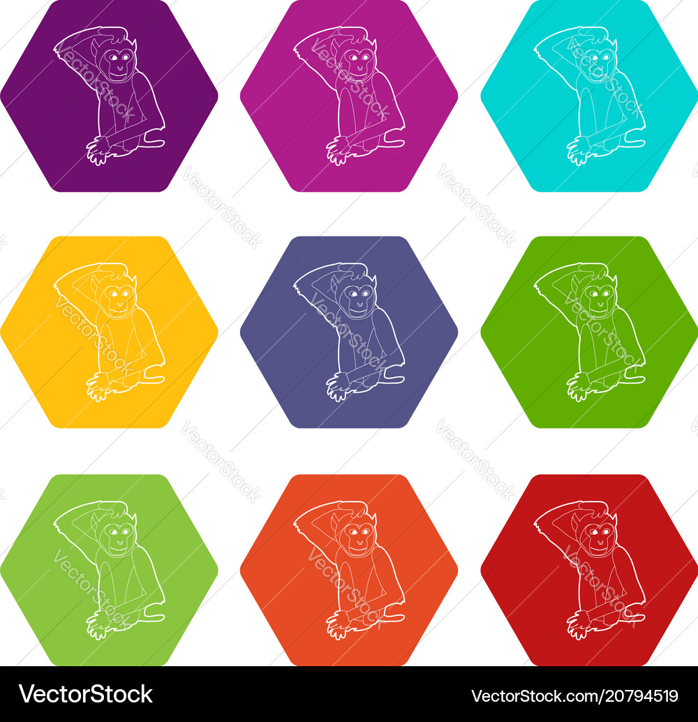 Brooding monkey icons set 9 Brooding monkey icons set 9 vector image