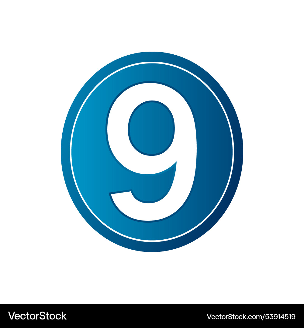 Button with number nine Vector Image