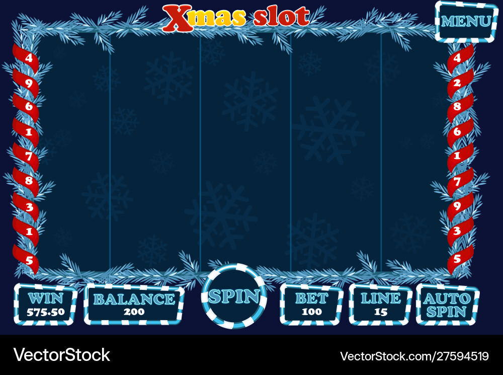 Christmas slot game ui interface and buttons Christmas slot game ui interface and buttons vector image