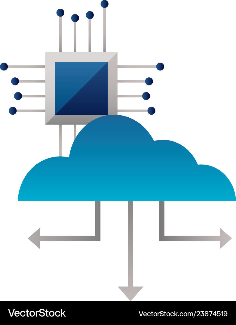 Cloud computing connection motherboard Cloud computing connection motherboard vector image